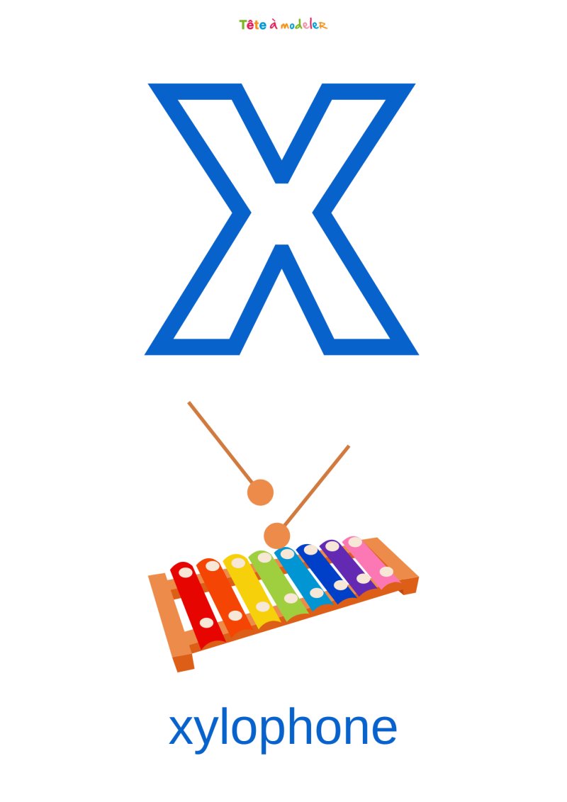 Imprimer la planche imagier minuscule "x"