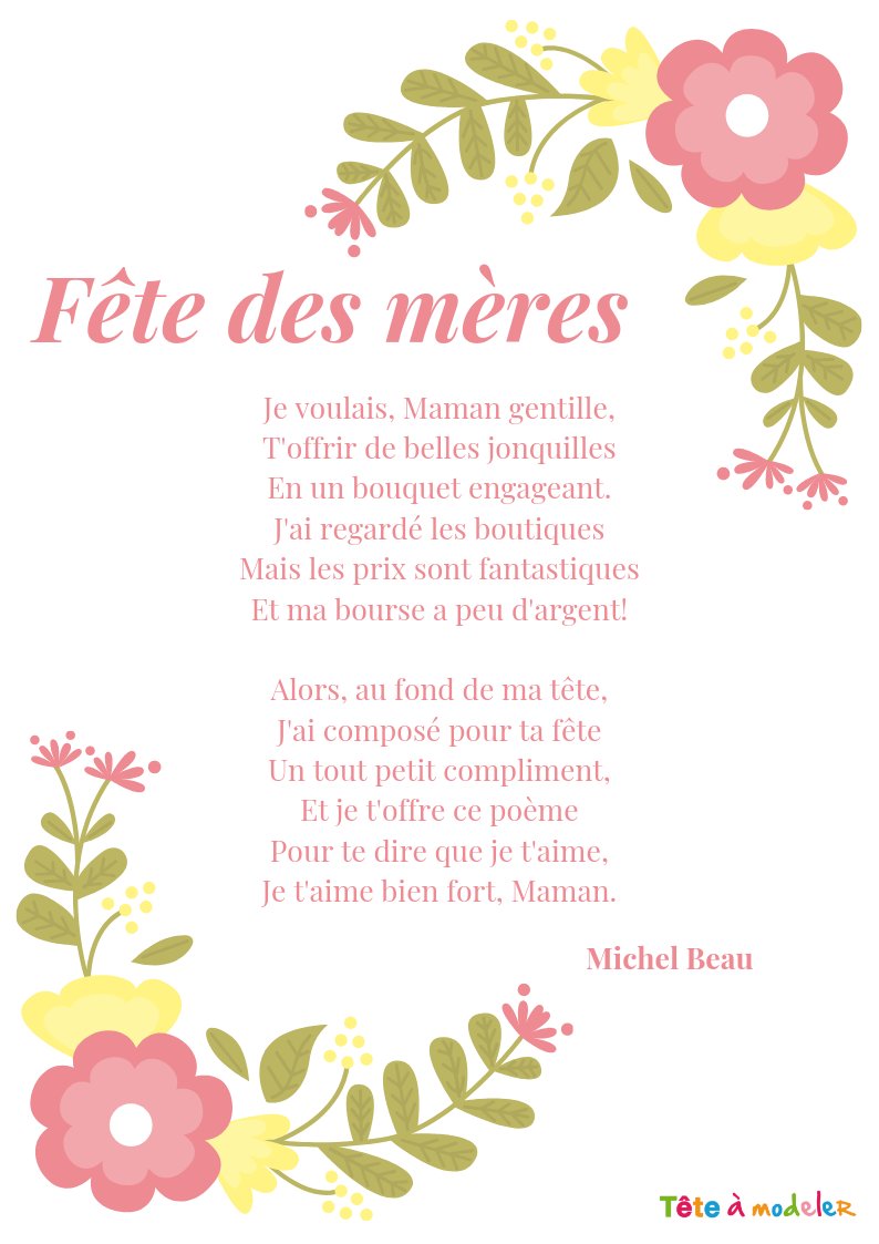 Imprimer la poésie maman de M. Beau
