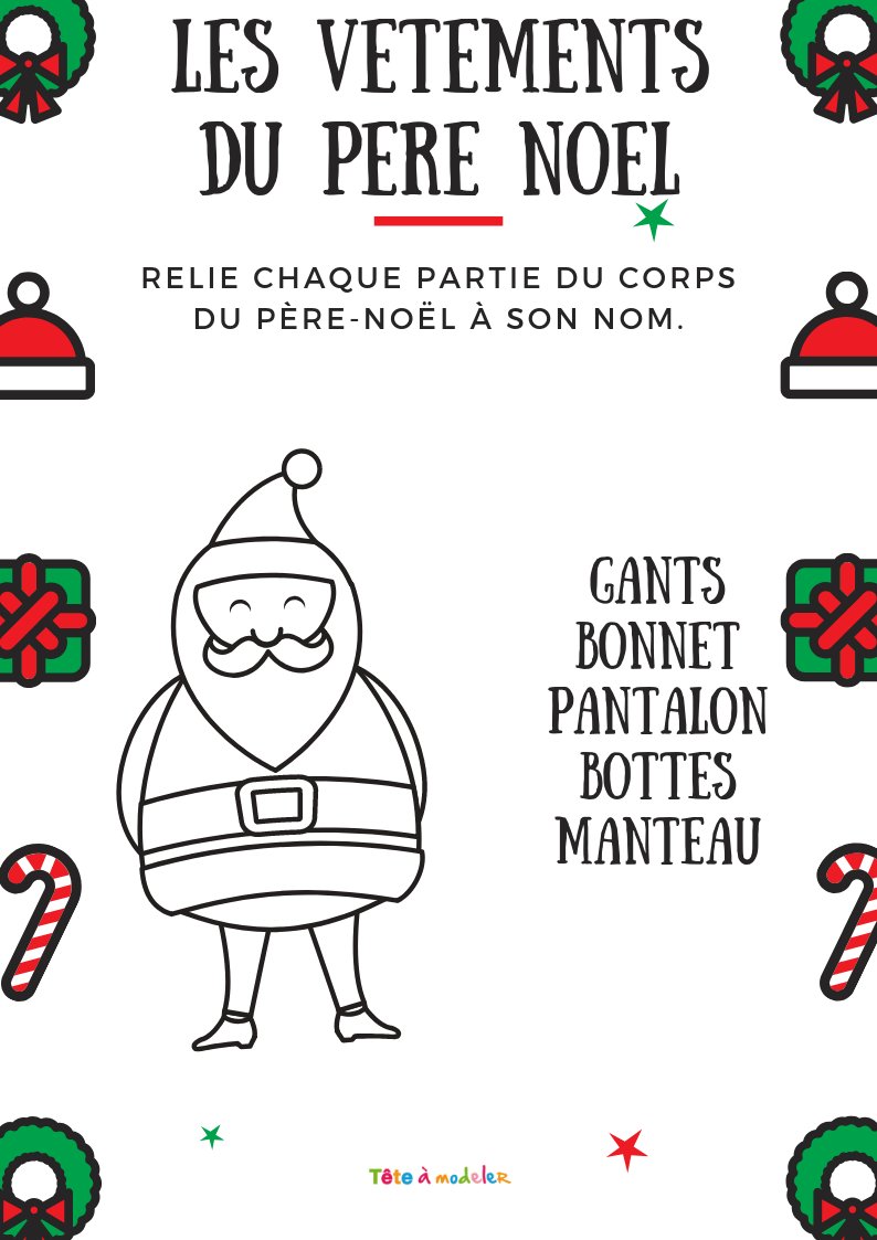 Imprimer l'activité sur les vêtements du Père Noël