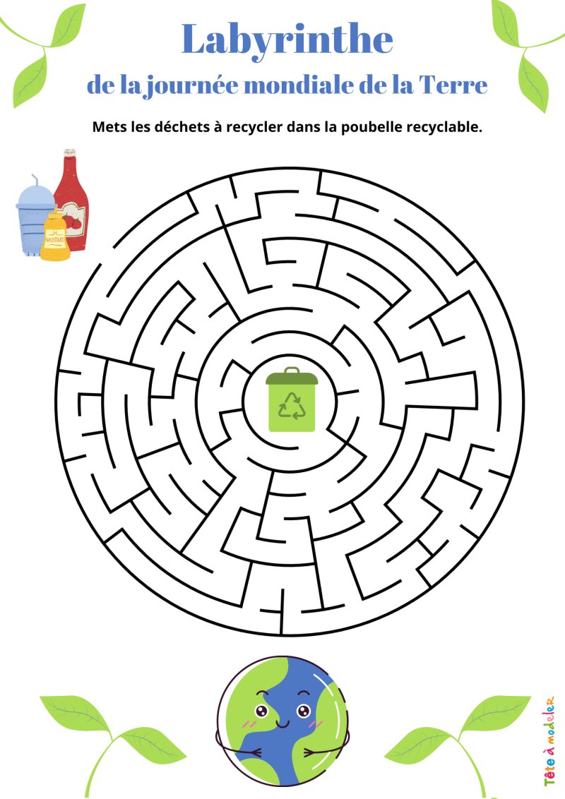Le jeu du labyrinthe de la journée mondiale de la Terre