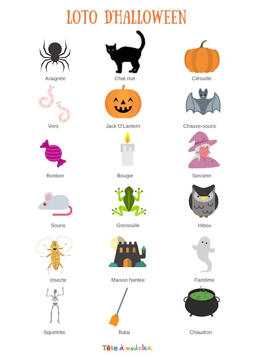 Imprimer les motifs à découper pour le loto halloween anglais