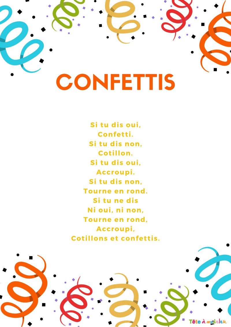 Imprimer les paroles de la comptine "Confetti"