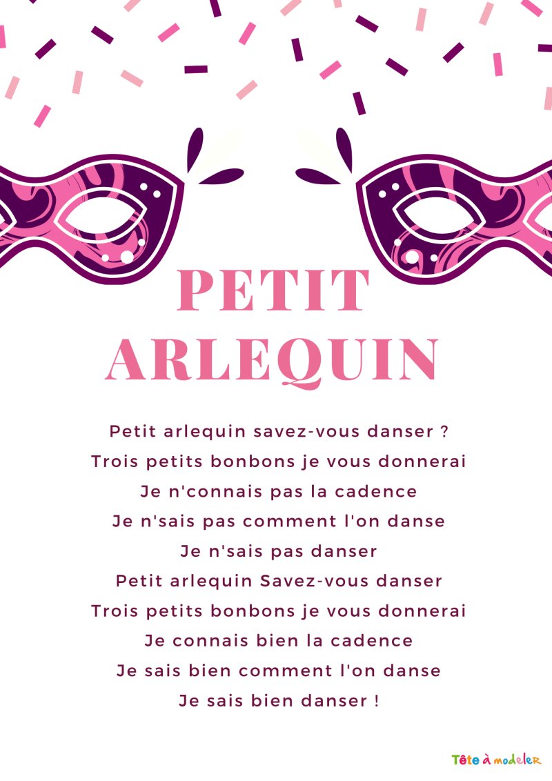 Imprimer les paroles de la comptine "Petit Arlequin "