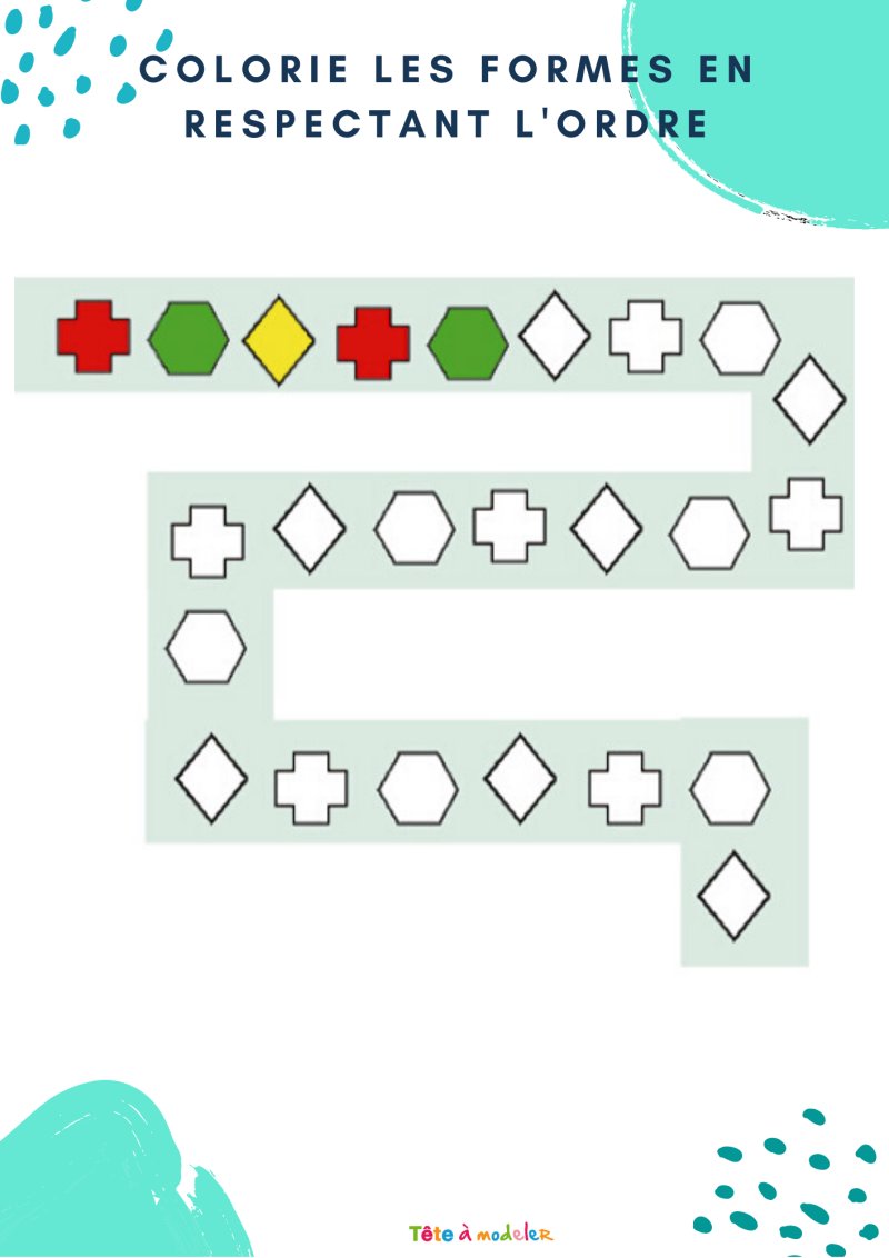 Imprimer l'exercice 2 : Suite logique pour les enfants de PS