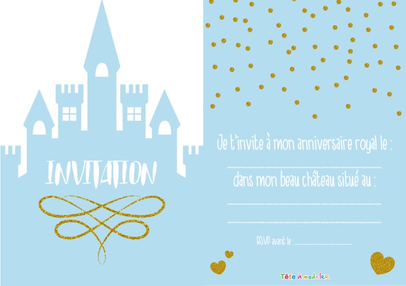 Invitation bleue de princesse