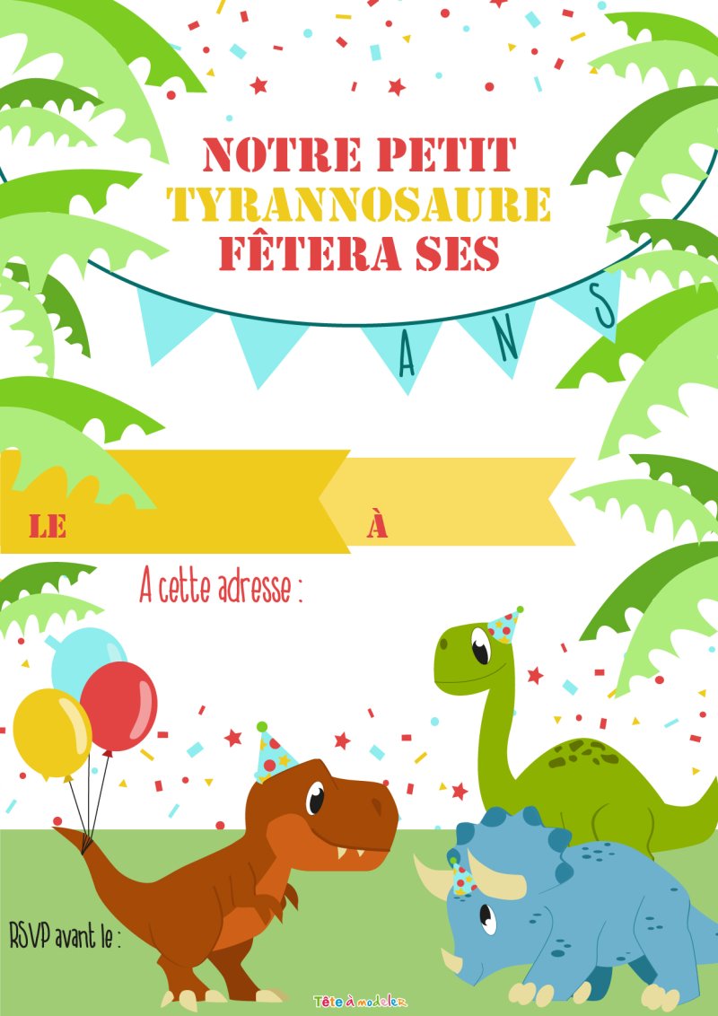 Invitation d'anniversaire dinosaure