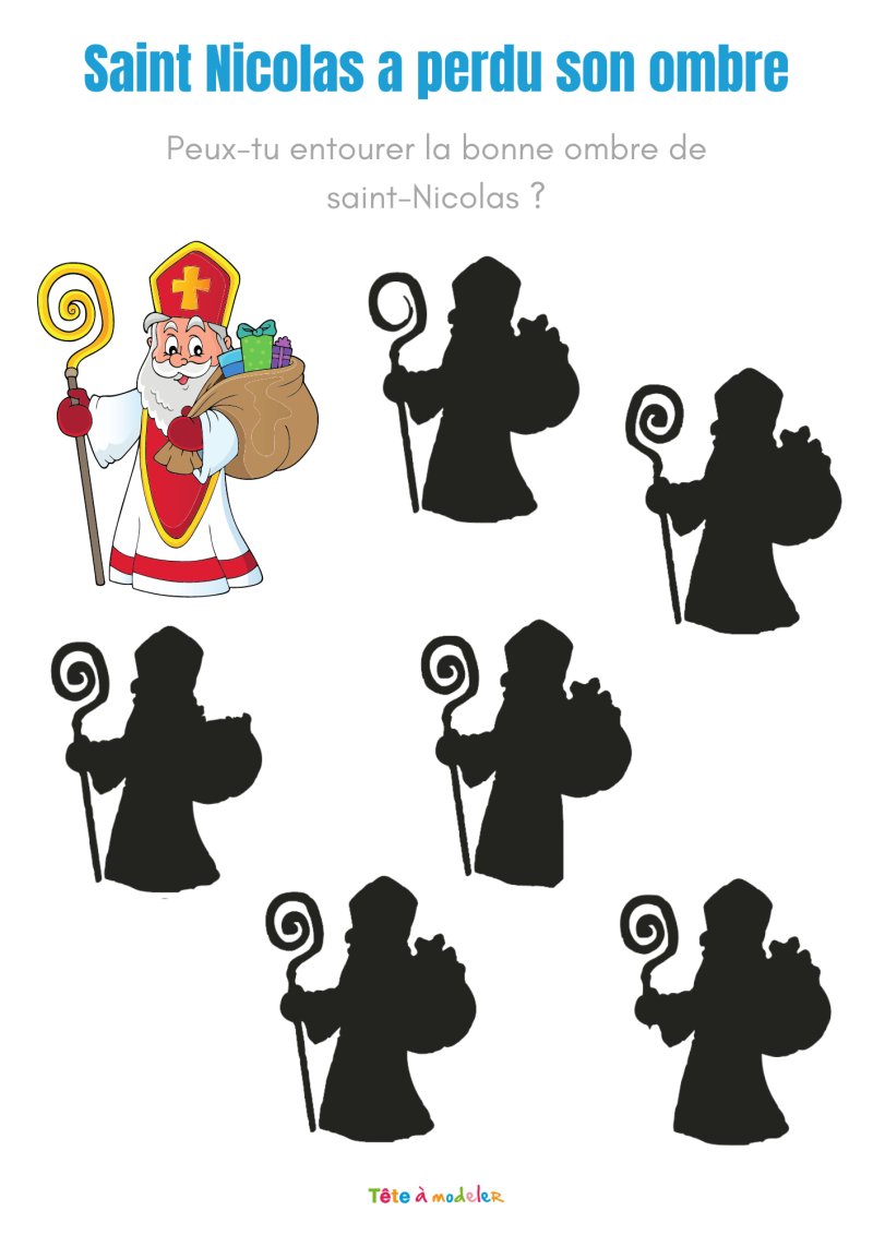 Jeu a imprimer : l'ombre de Saint-Nicolas