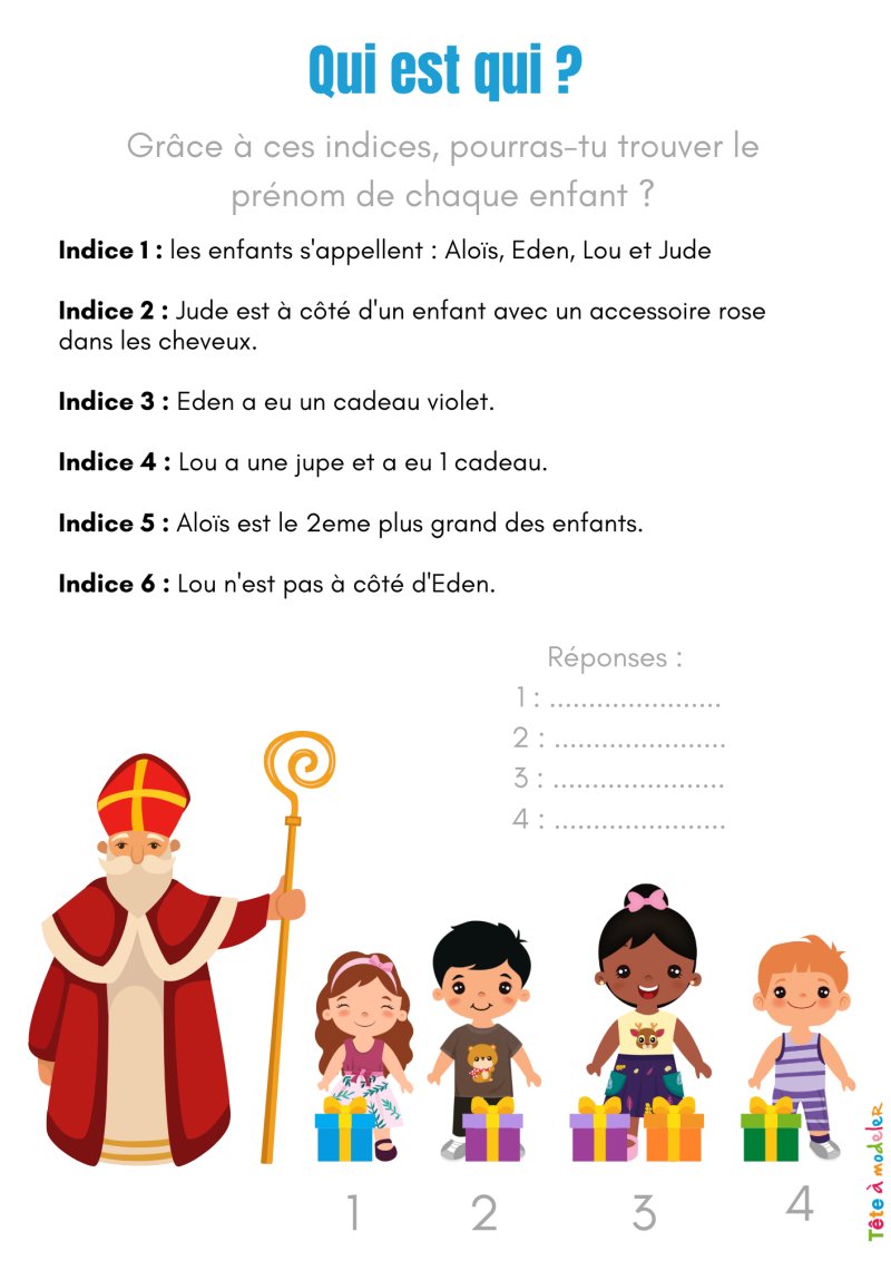 Jeu a imprimer : qui est qui de Saint Nicolas