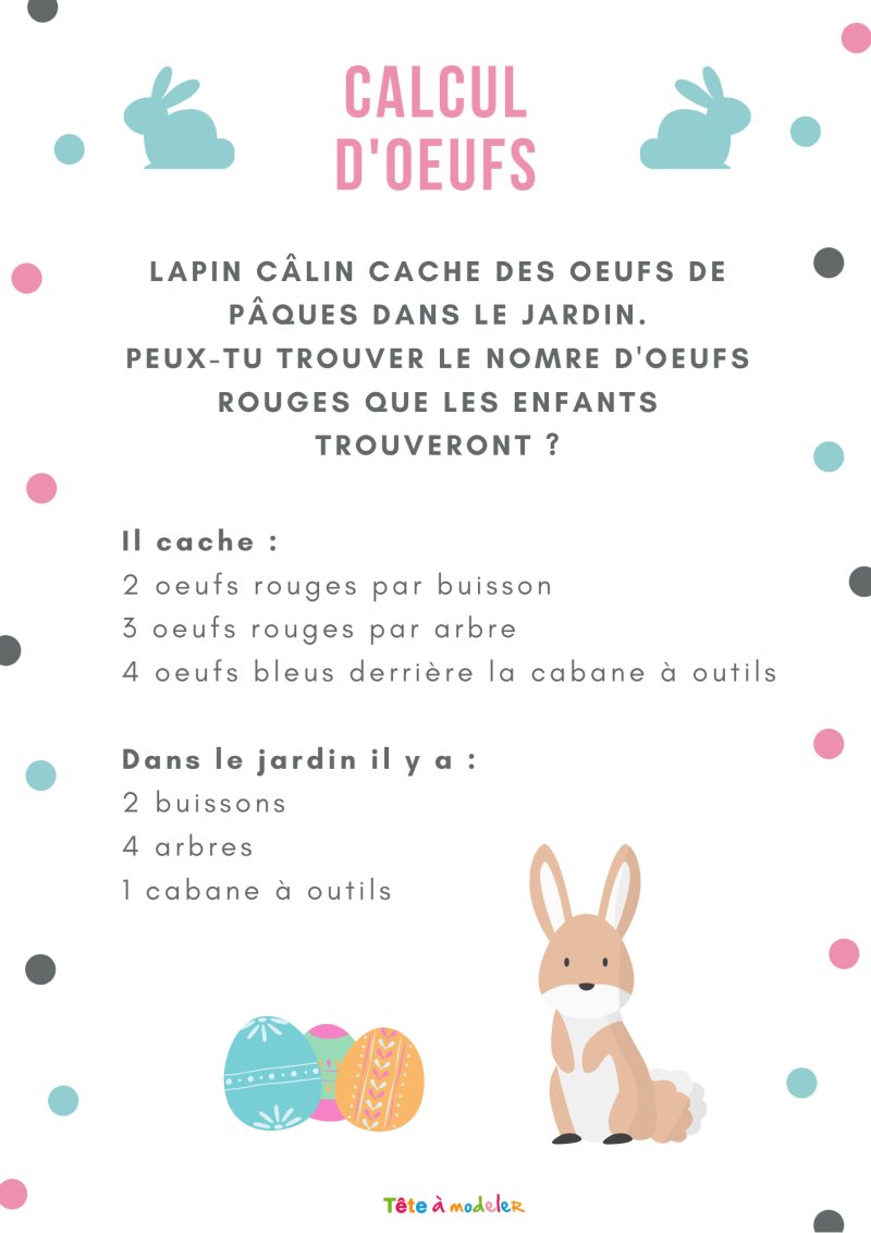 Jeu calcul des oeufs et lapins de P&acirc;ques