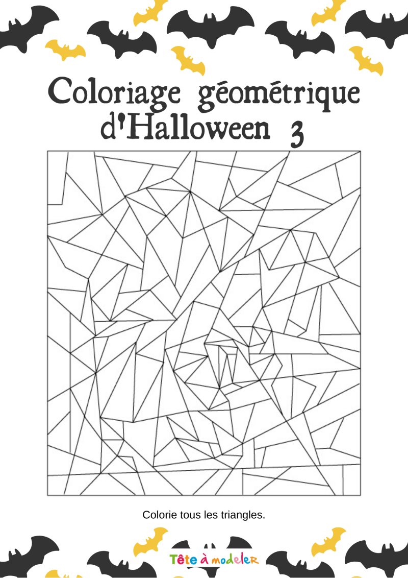 Jeu de coloriage numéroté : triangles pour Halloween