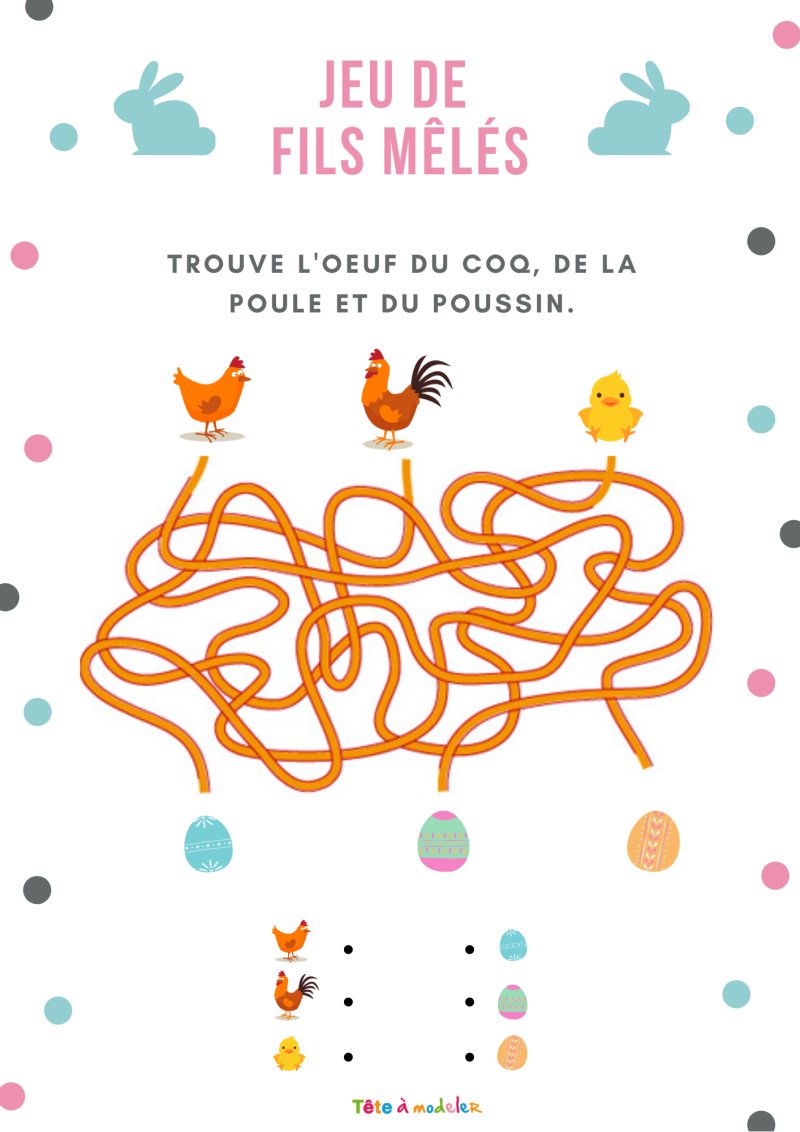 jeu de fils m&agrave;&trade;l&eacute;s oeufs de paques