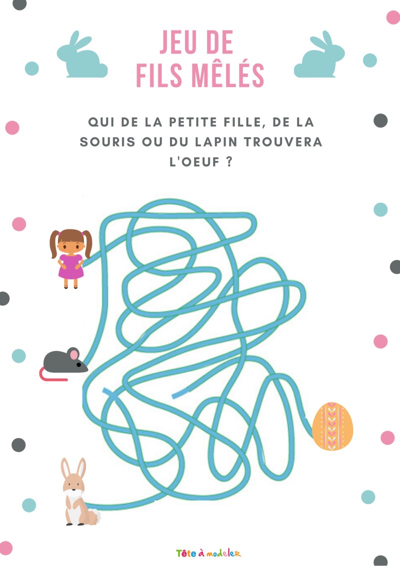 jeu de fils m&egrave;l&eacute;s oeufs de paques