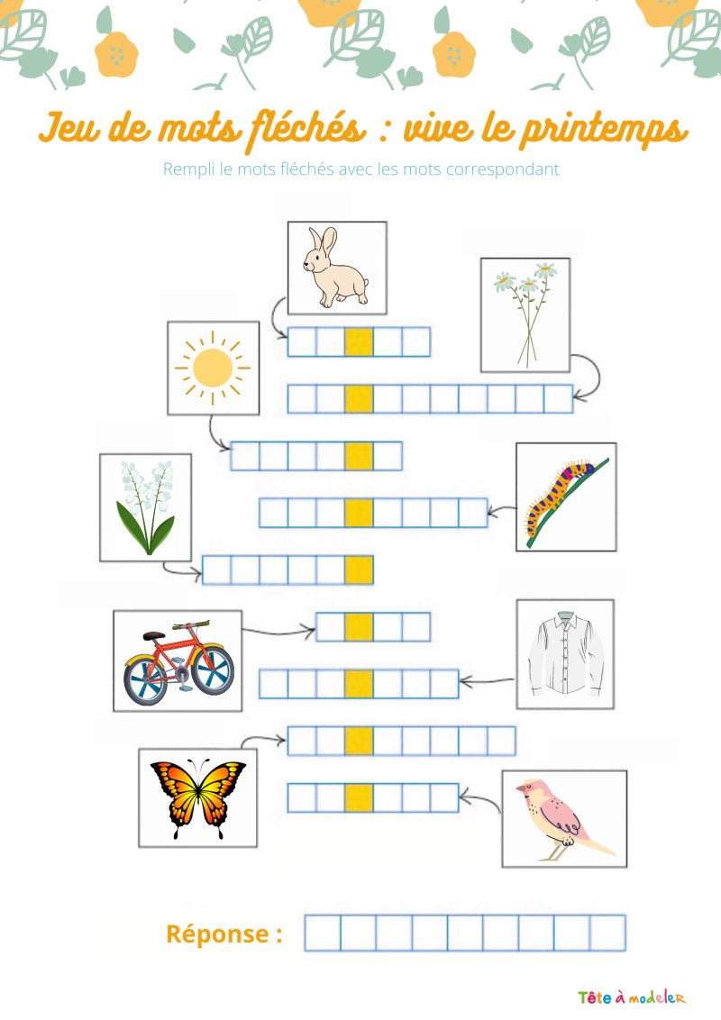 Jeu de mots Fléchés: vive le printemps (niveau+