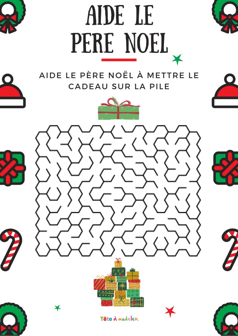 Jeu de Noël labyrinthe des cadeaux de Noël