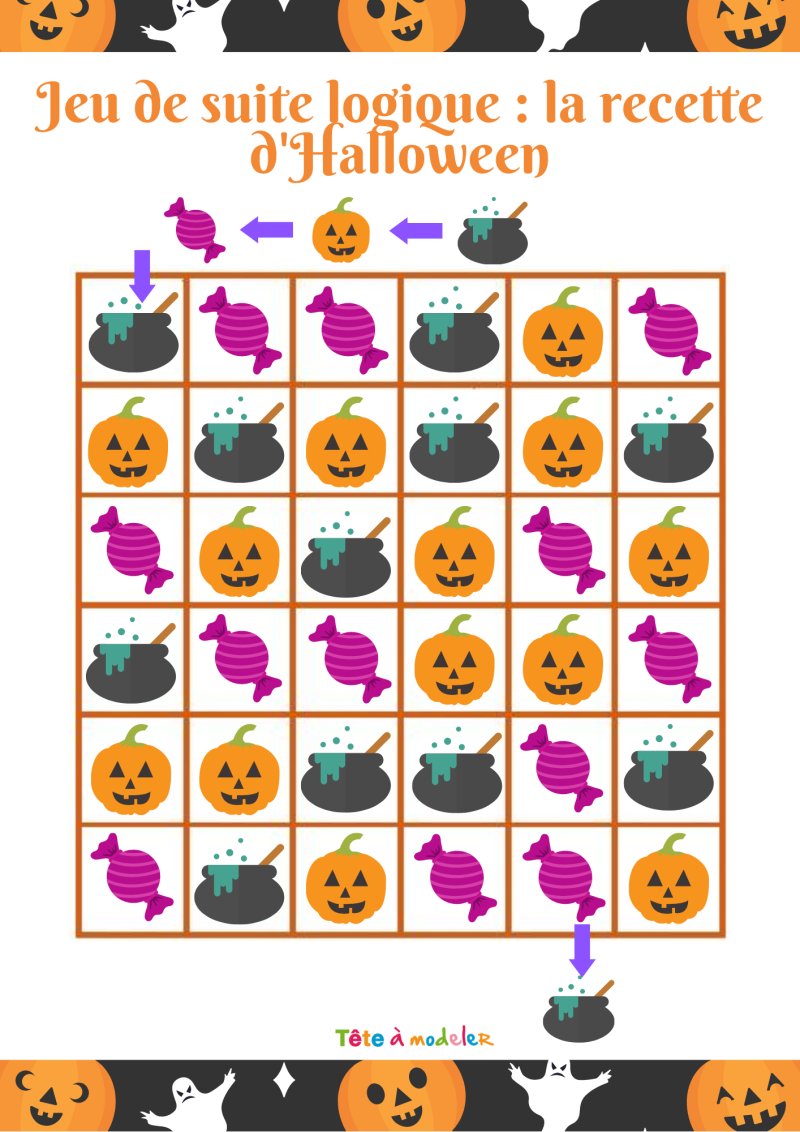 jeu de suite logique : la recette d'Halloween