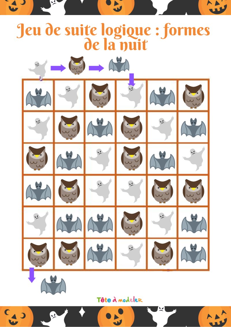 jeu de suite logique : monstres de la nuit