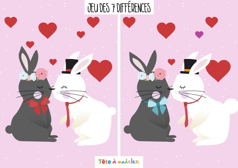 Jeu des 7 différences de la Saint Valentin