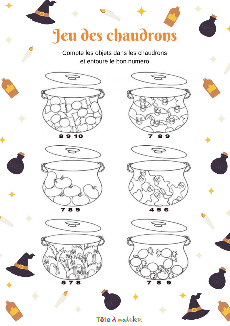 Jeu des chaudrons pour compter