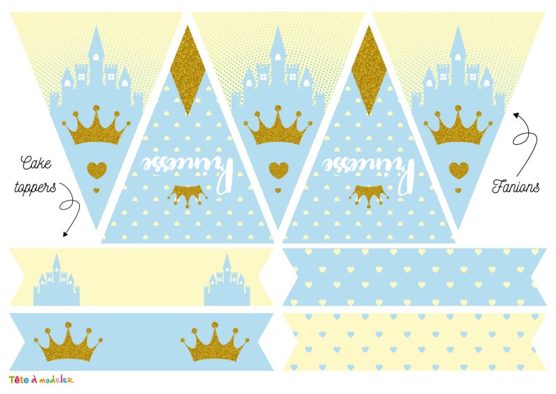 Kit anniversaire Princesse bleu à imprimer
