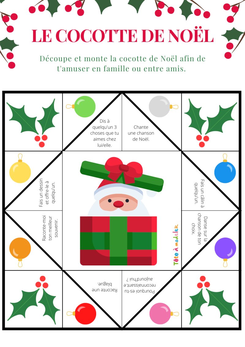 La cocotte de Noël à imprimer