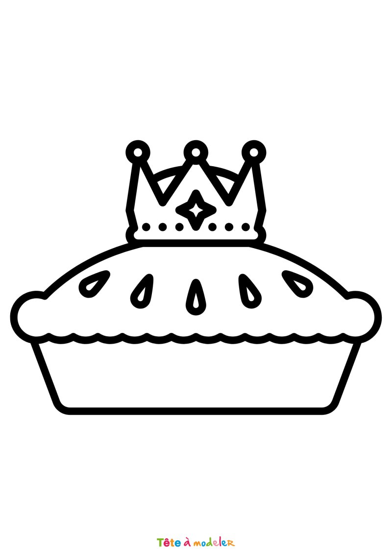 Coloriage d'une tourte et la couronne