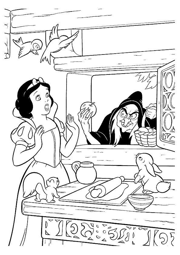 La sorcière et la pomme empoisonnée de Blanche Neige
