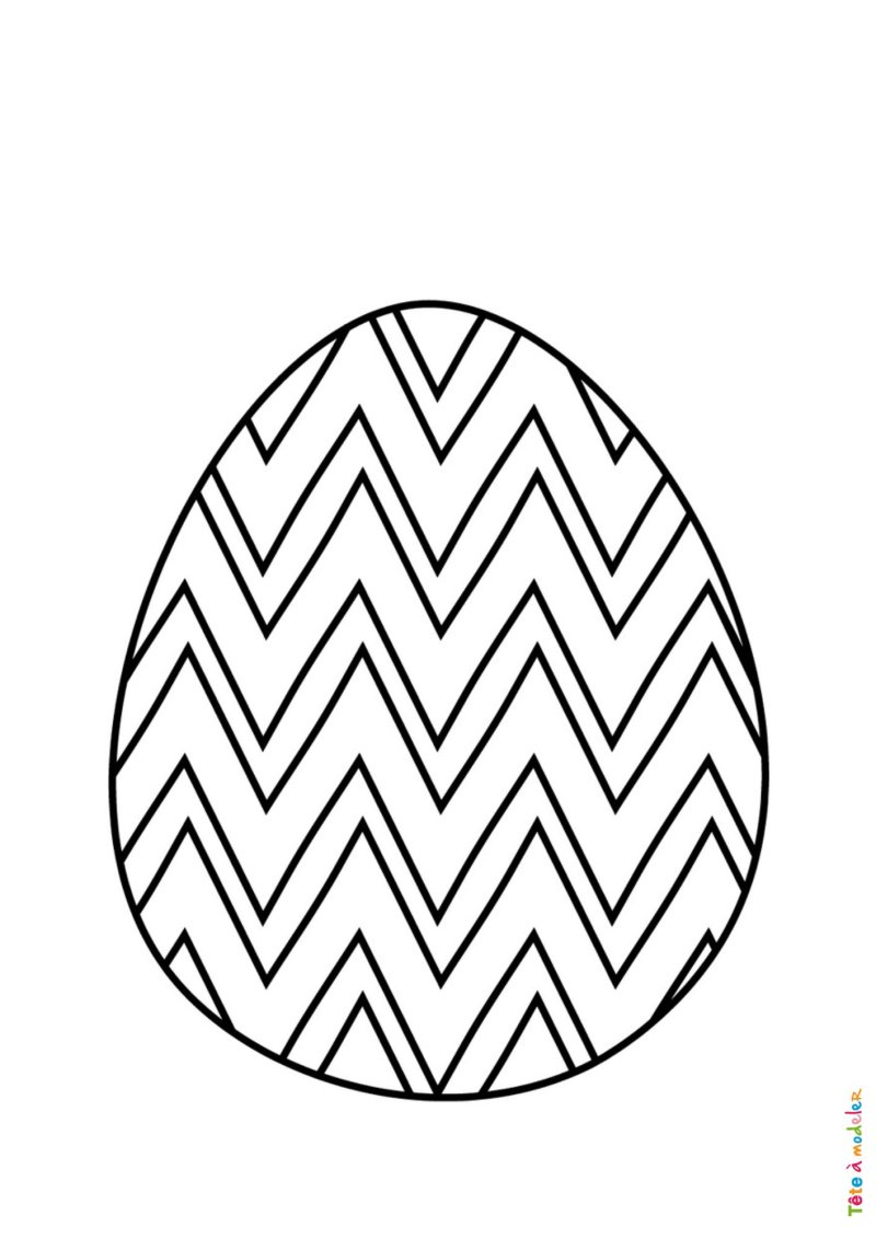 Coloriage d'un oeuf de Pâques avec zigzags