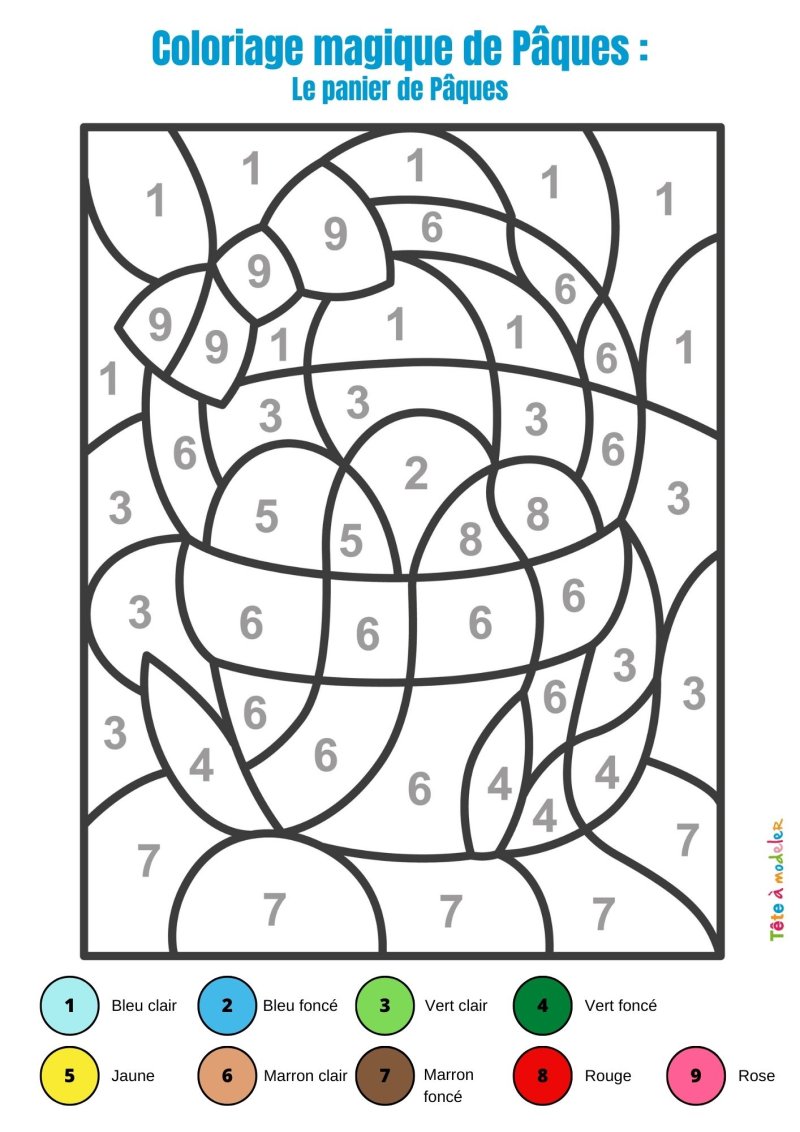 Le coloriage magique de Pâques avec le panier