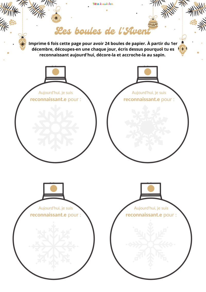 Les boules de Noël de la gratitude