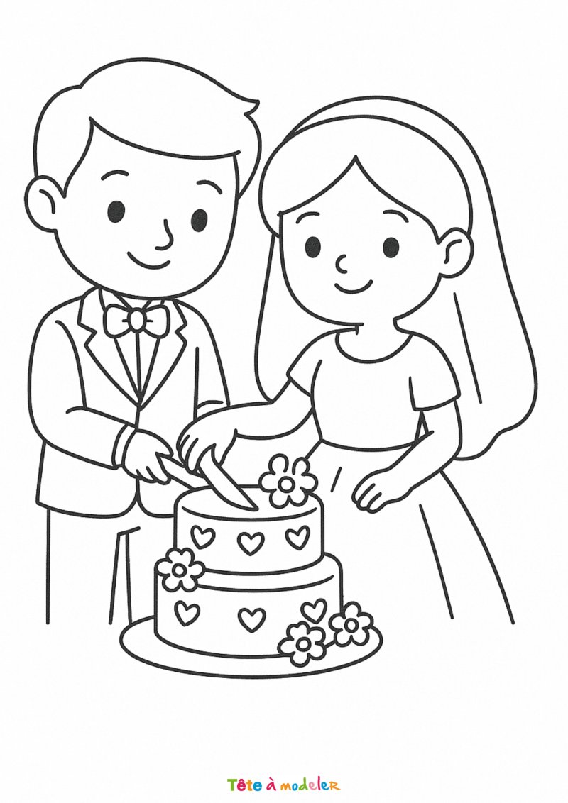 Les mariés coupent le gâteau