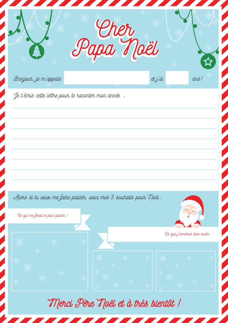 Lettre au Père Noël à imprimer