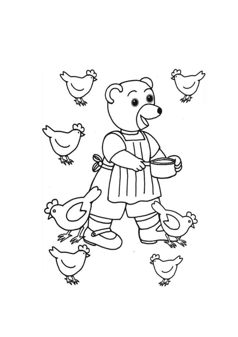 Maman Ourse nourrit les poules