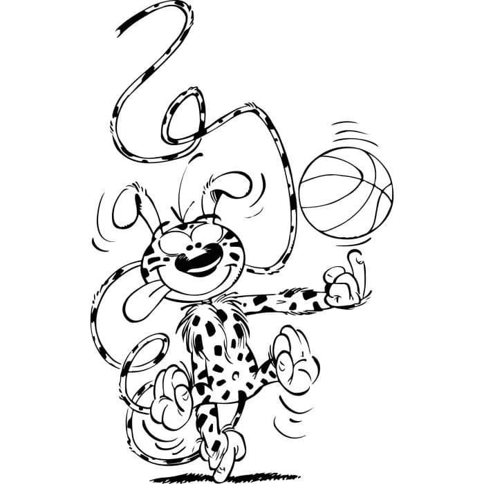 Marsupilami qui joue au basket