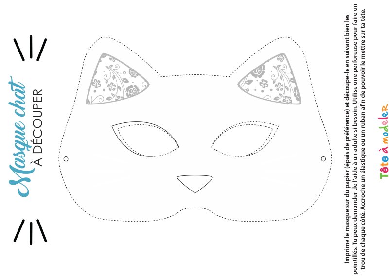 Masque de chat à colorier