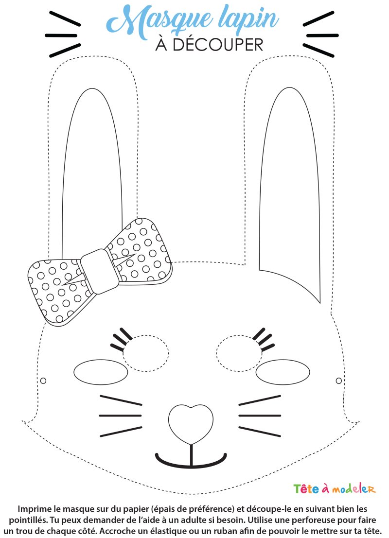 Masque de lapin à colorier