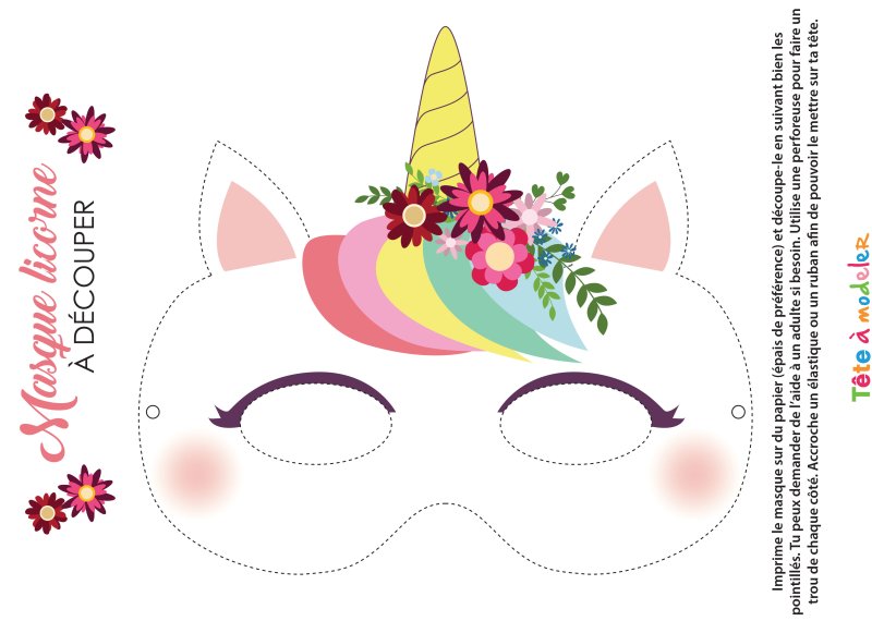 Masque de licorne à imprimer
