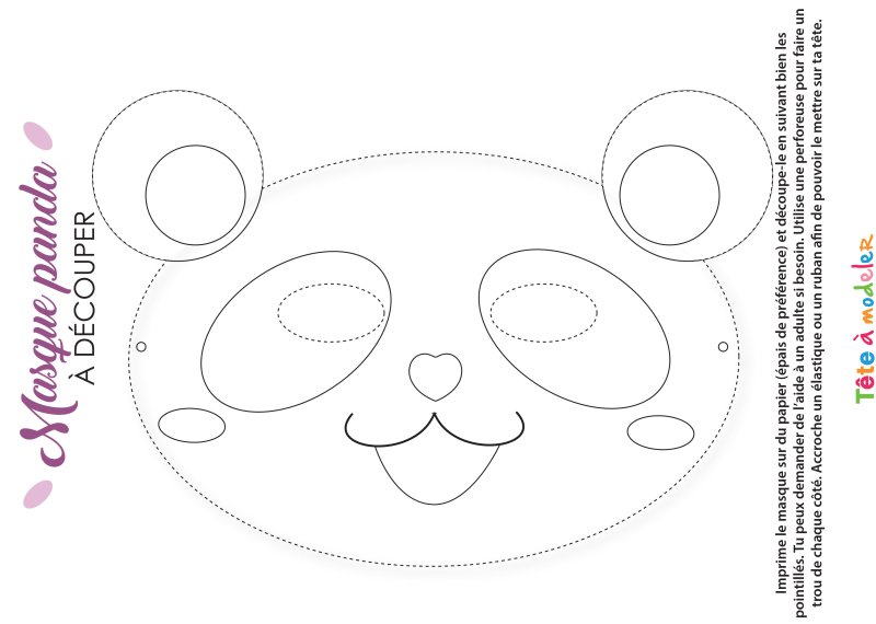 Masque de panda à colorier