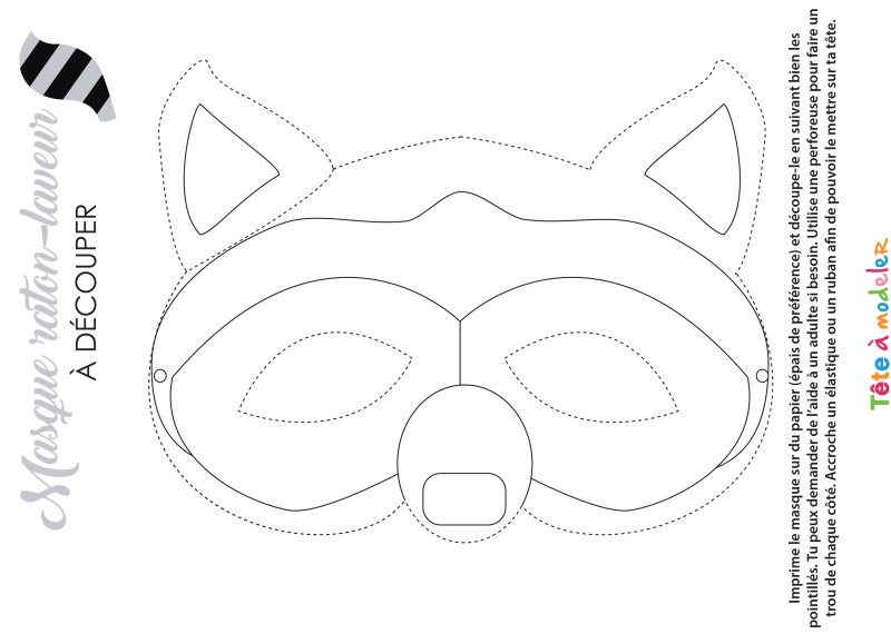 Masque de raton-laveur à colorier
