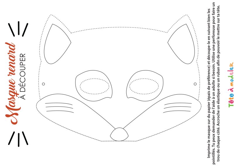 Masque de renard à colorier