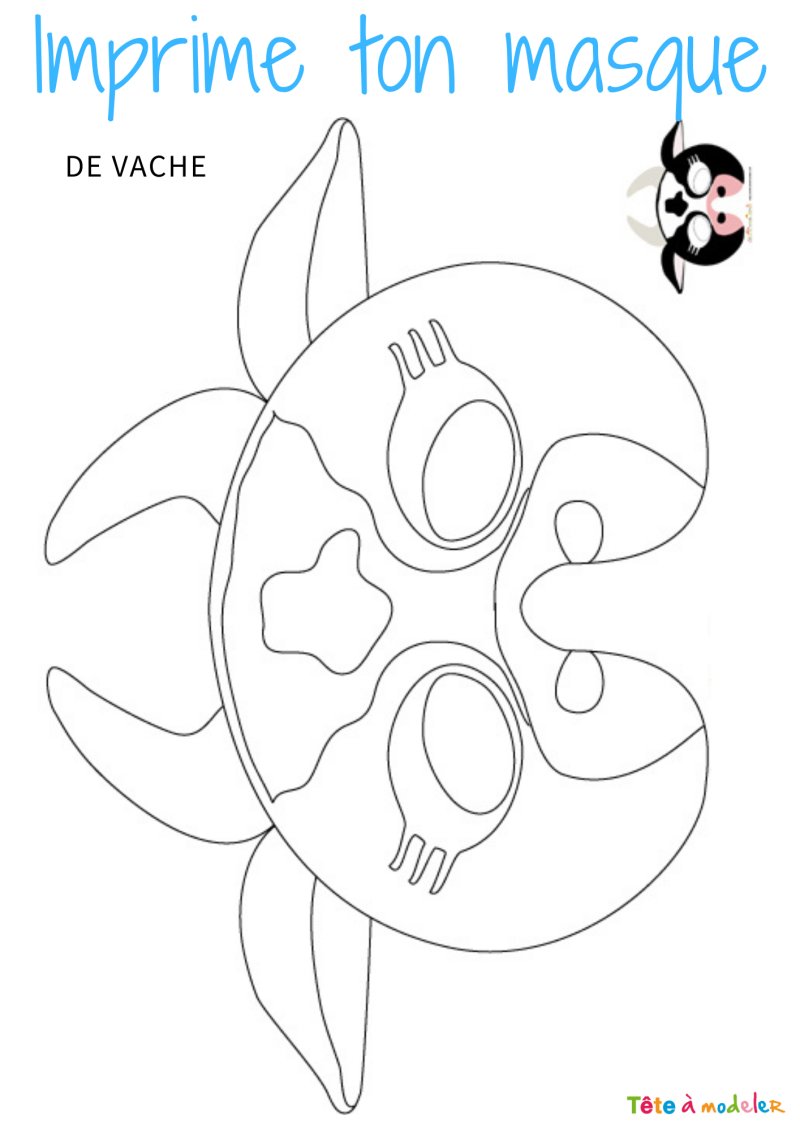 masque de vache &agrave; colorier