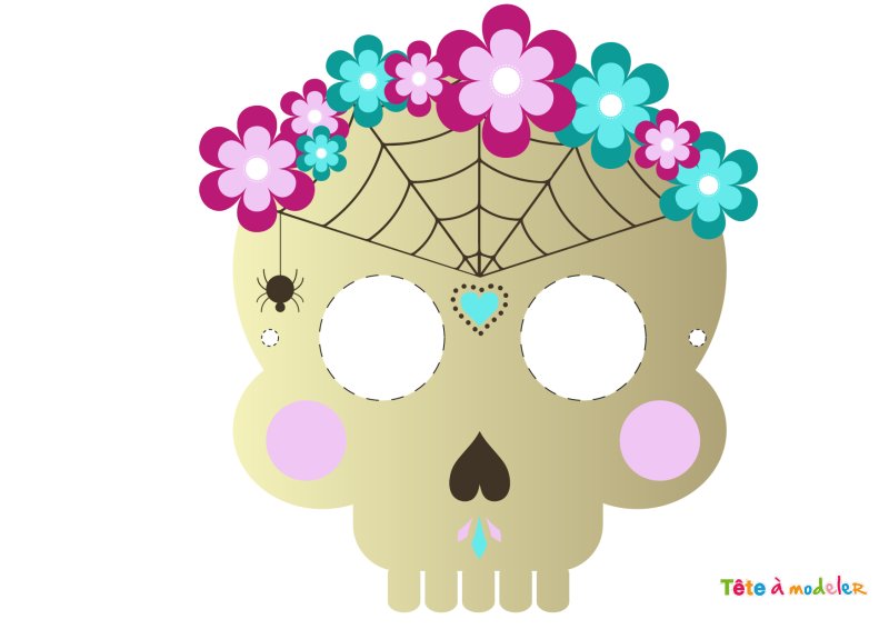 Masque squelette d'Halloween à imprimer