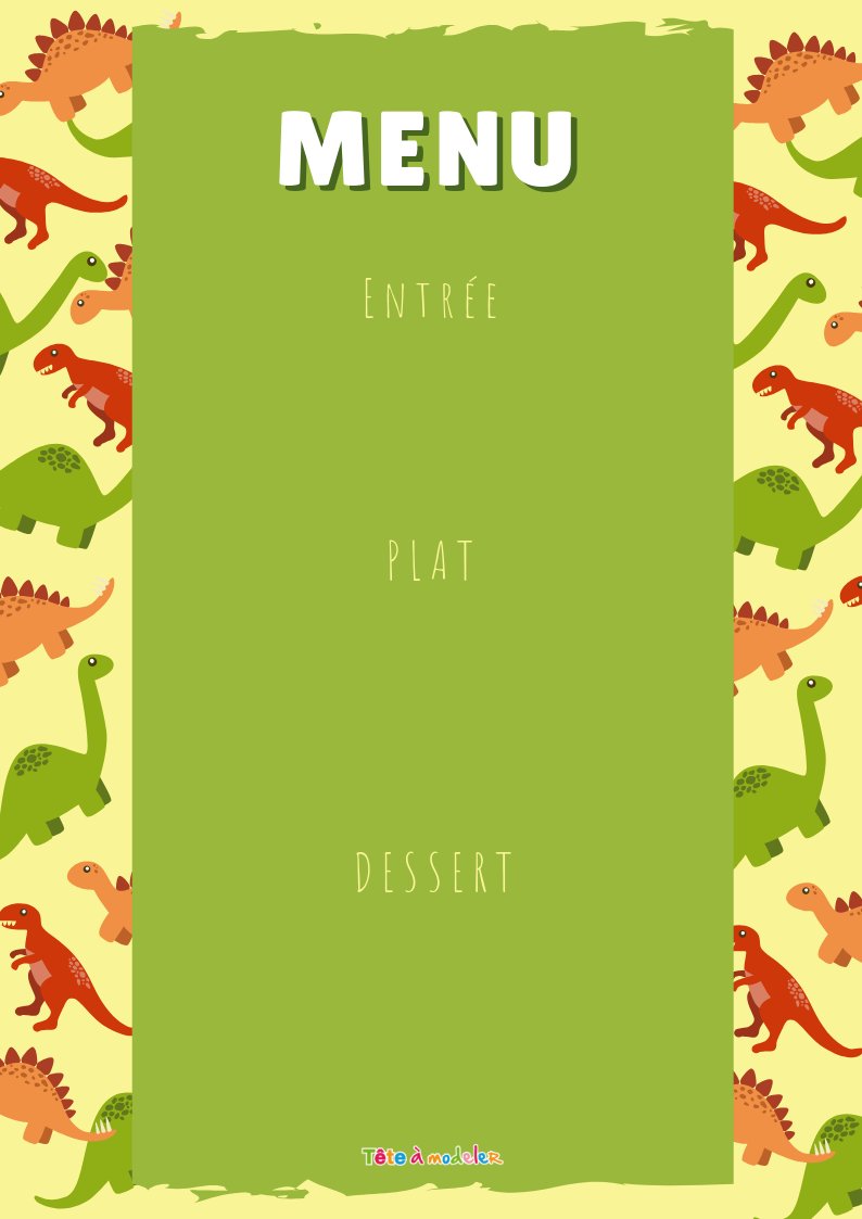 Menu Dinosaure