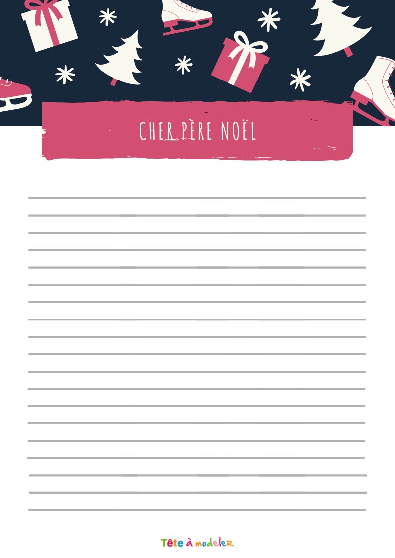Modèle papier à lettre de Noël à lignes
