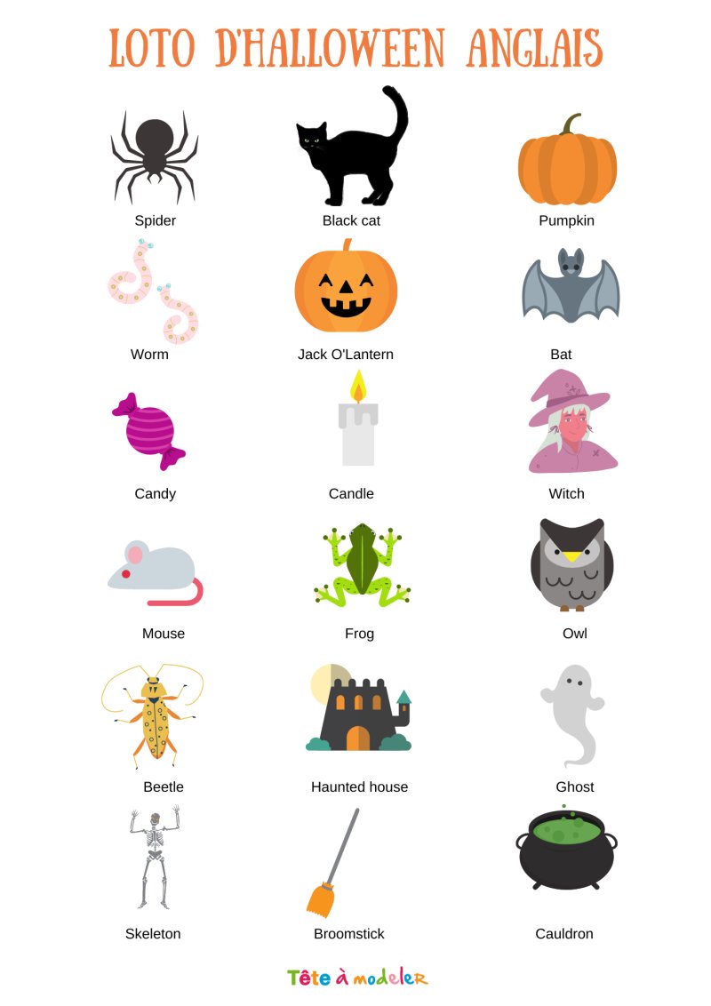 Motifs &agrave; d&eacute;couper pour le loto halloween anglais suite