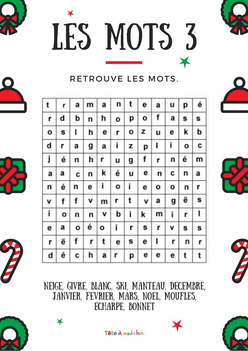 Mots cachés mots d'hiver