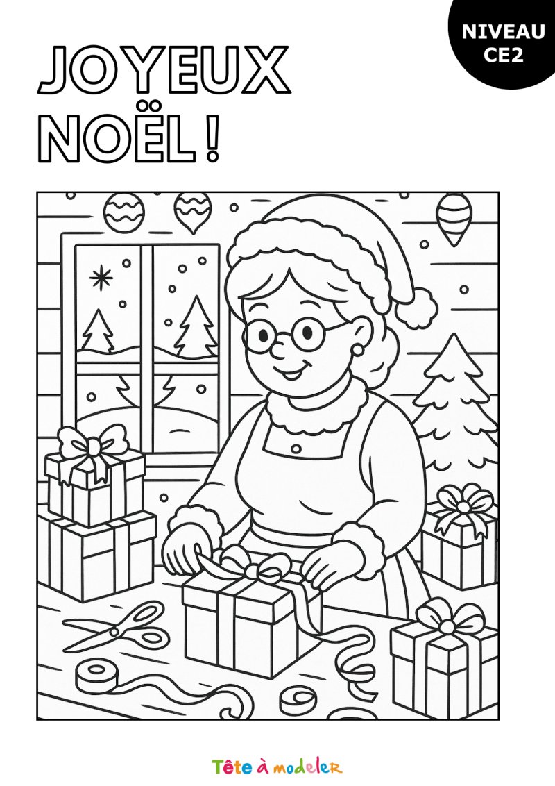 Mère Noël prépare les cadeaux