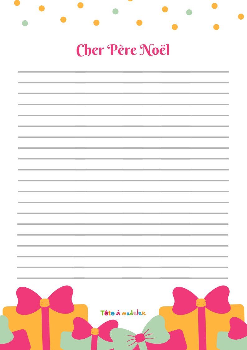 Le papier à lettre de Noël kawaii à imprimer gratuitement