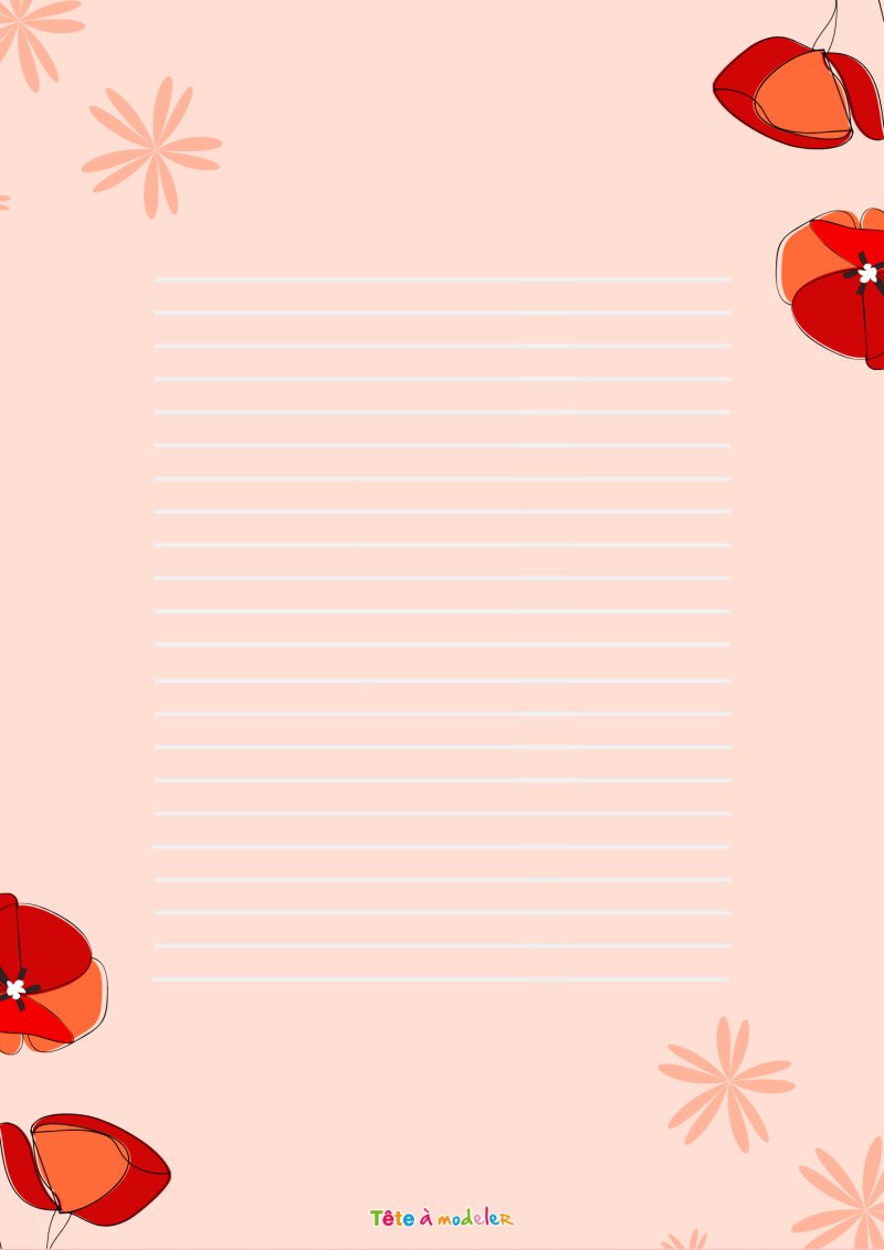 Papier à lettre coquelicot