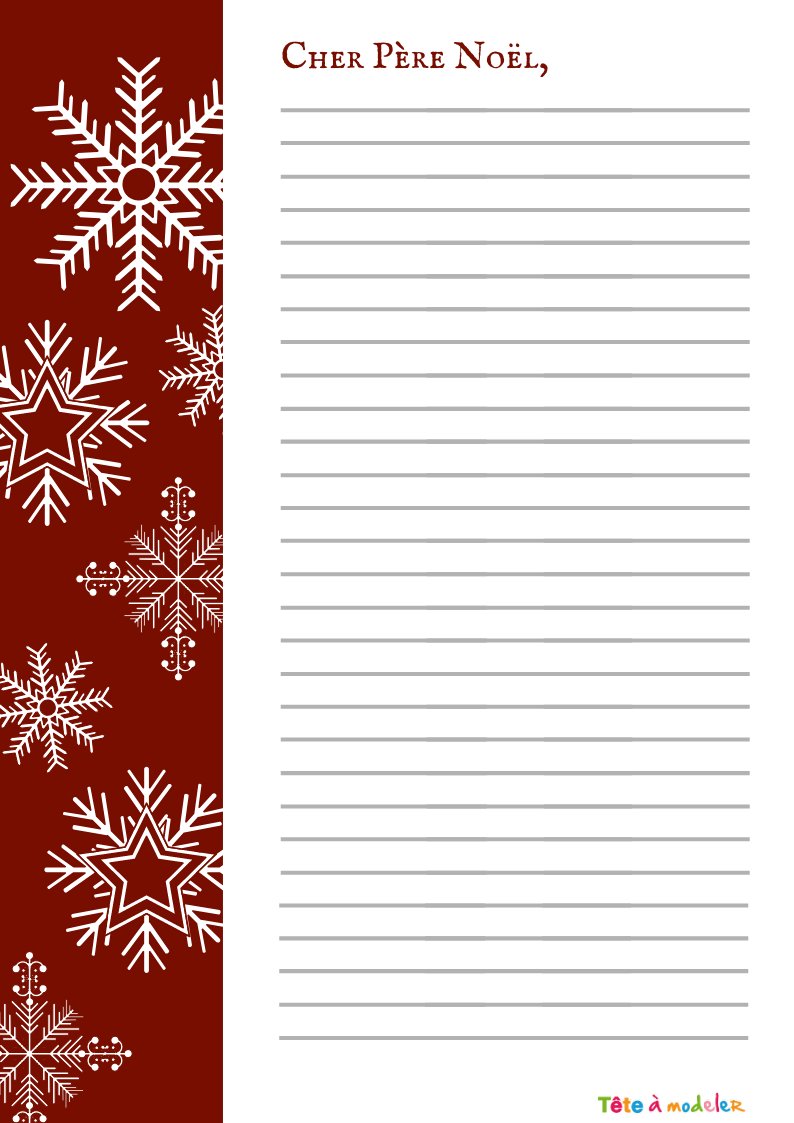 Papier à lettre au Père Noël jauni