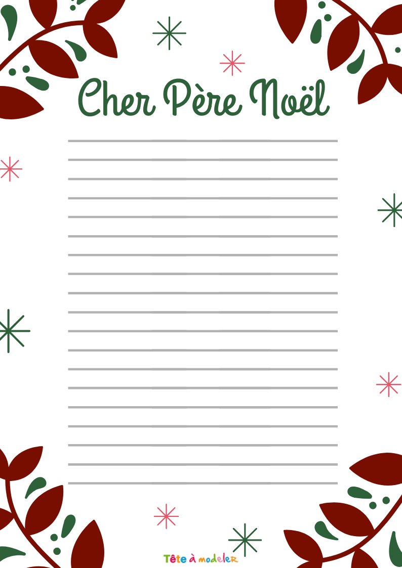 papier à lettre du Père Noël bonhomme de neige gratuit